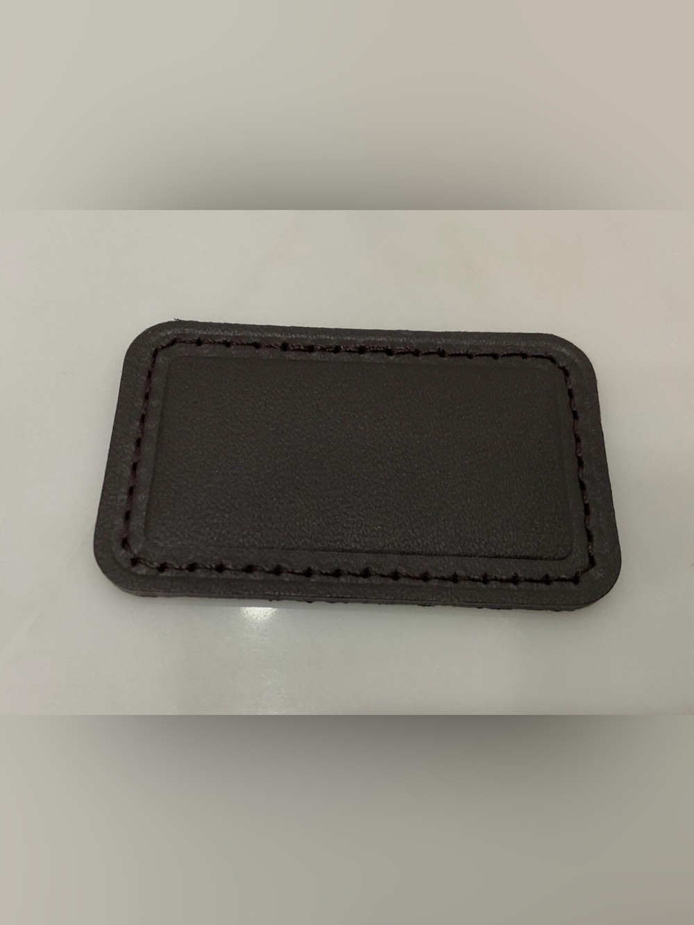 NEW Tumi Large 2-1/4” x 1-3/8” Leather Monogram Patch - DARK BROWN color